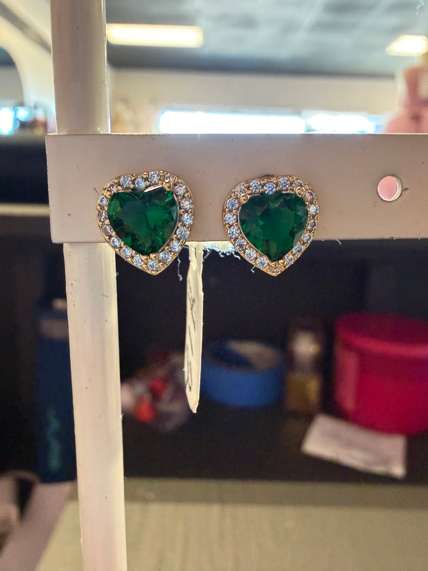 Green heart earrings