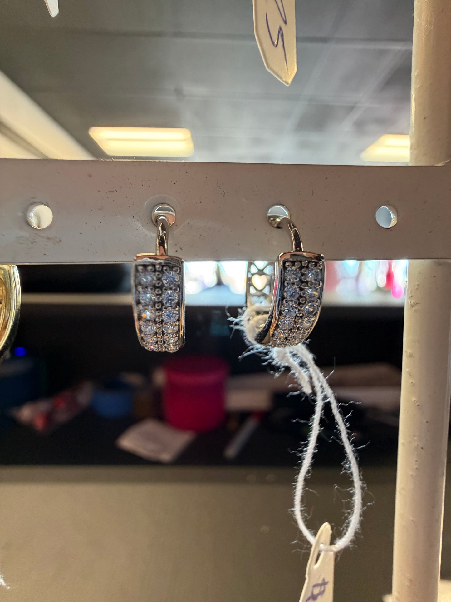 Silver clear earrings