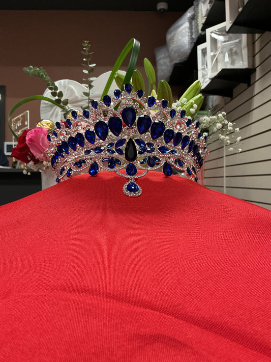 Blue and silver tiara T1752