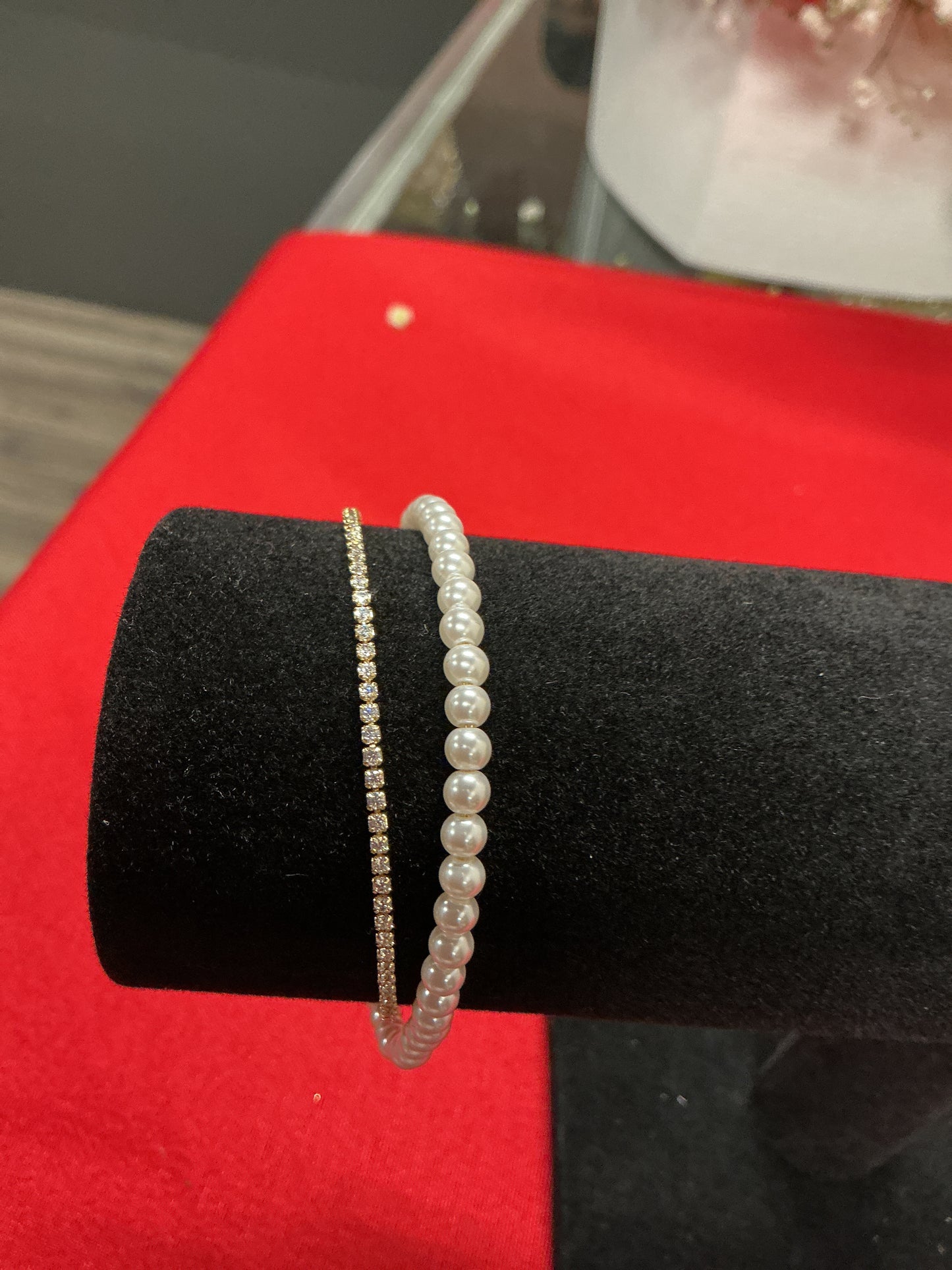 Pearl and gold Link bracelet 1013