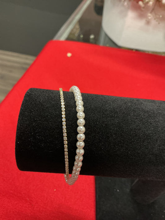 Pearl and gold Link bracelet 1013