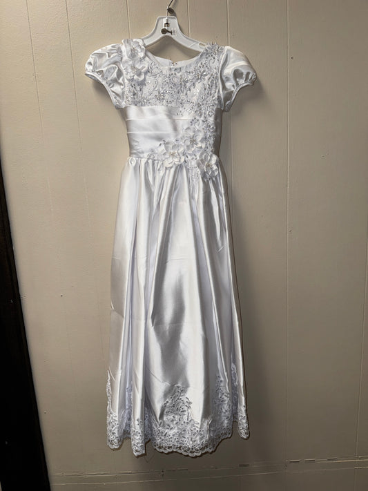 Flowers and pearls christening dress 6Y