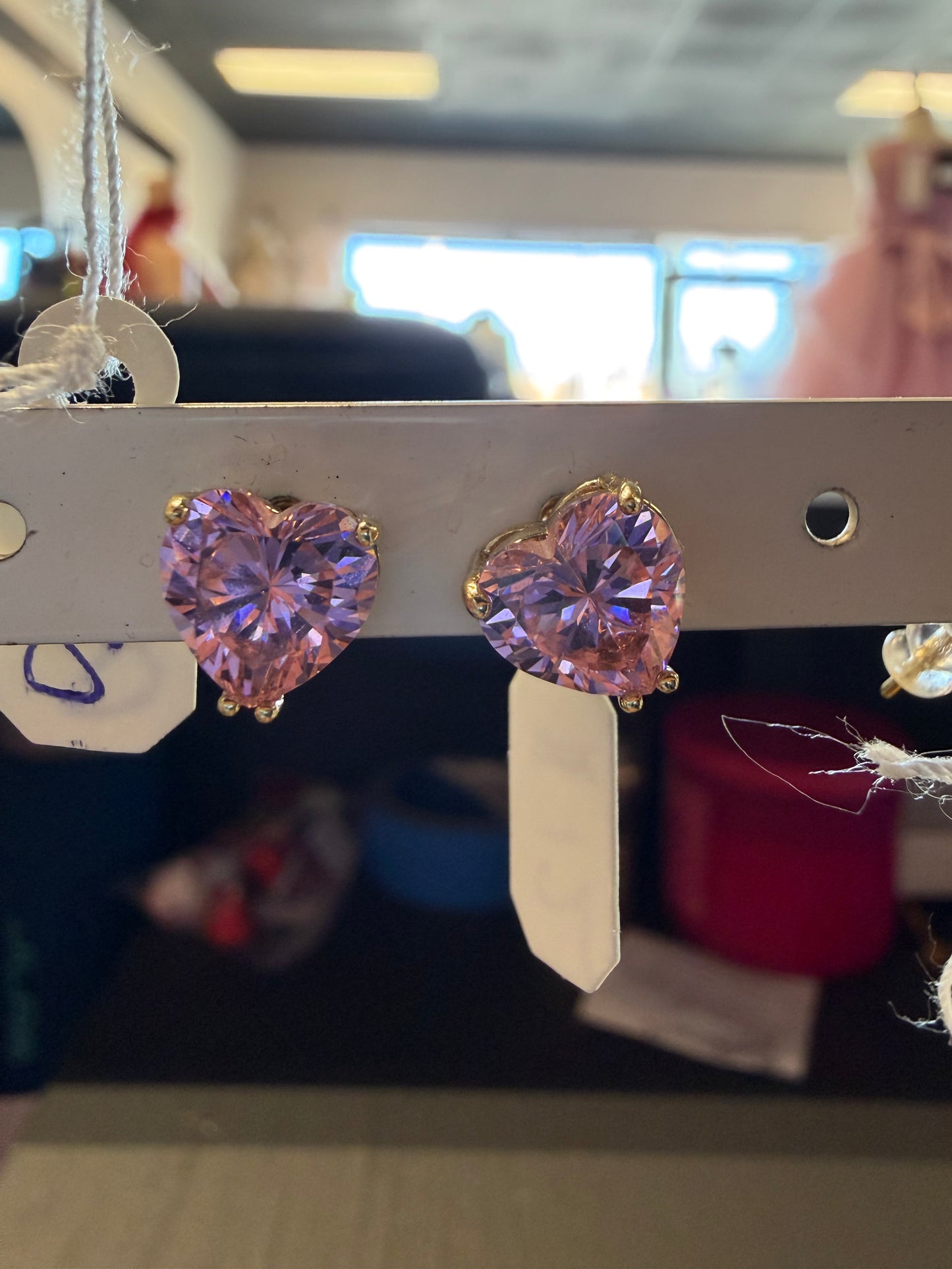 Pink heart earrings