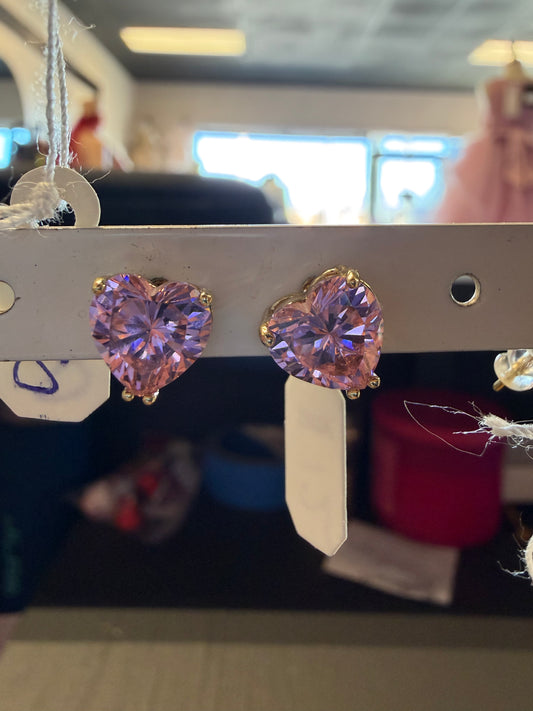 Pink heart earrings